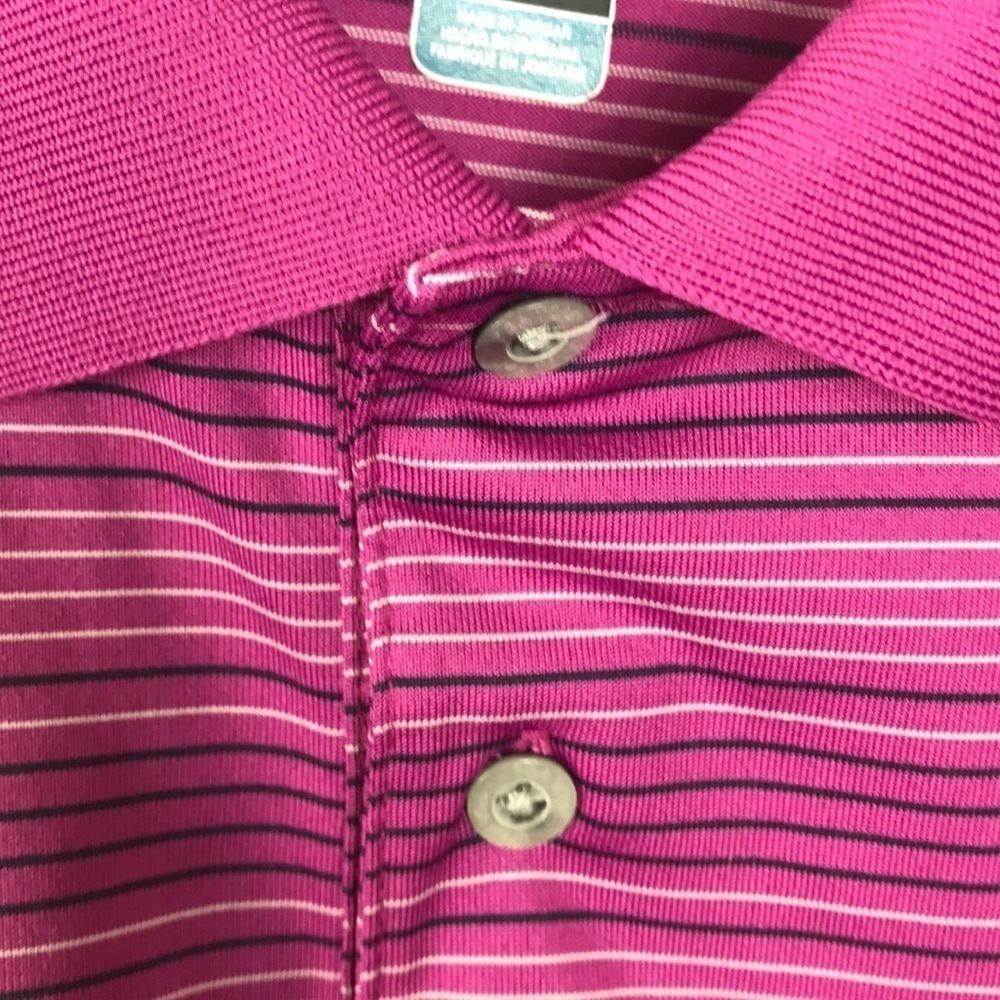 PGA Tour Mens Polo Shirt Size L Purple Striped Short Sleeves Golf Athletic - Picture 5 of 8